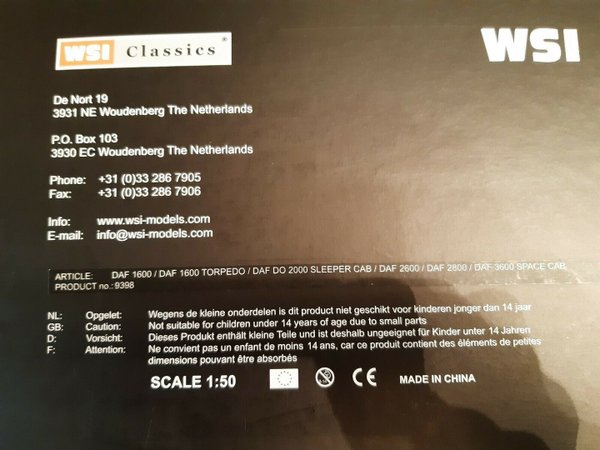 WSI Classics - 9398 - 6 x DAF 1:50 Scale Model Set - Pre-owned